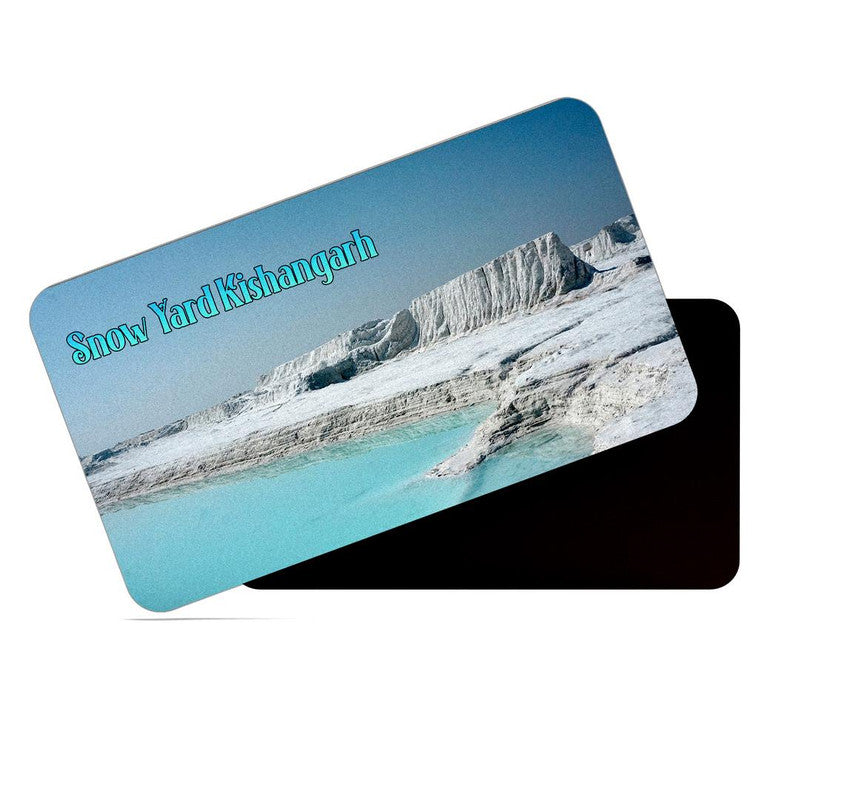 dhcrafts Rectangular Rubber Fridge Magnet / Magnetic Card Multicolor Rajasthan Snow Yard Kishangarh Design Pack of 1 (8.6cm x 5.4cm)